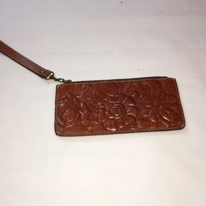Patricia Nash embossed tooled real leather wristlet